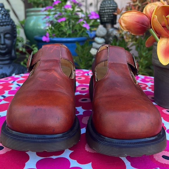 🏴󠁧󠁢󠁥󠁮󠁧󠁿 Vintage Dr. Martens MIE Platform T-Strap Chunky Mary Jane UK 8 - Picture 13 of 17